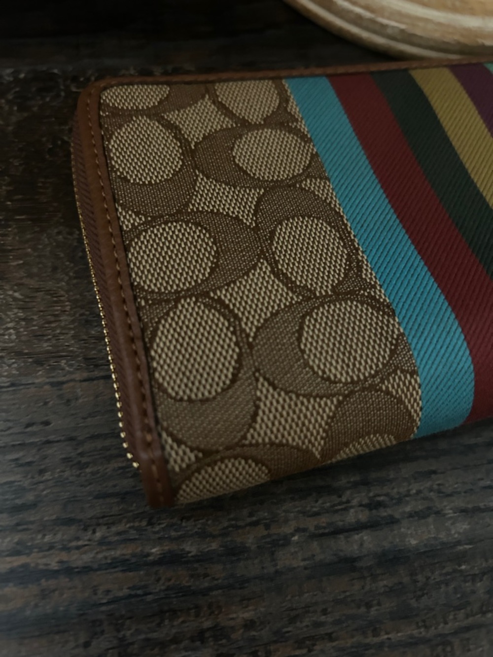 Coach Brown Signature Dempsey Multi Zip Wallet - Picture 4 of 5